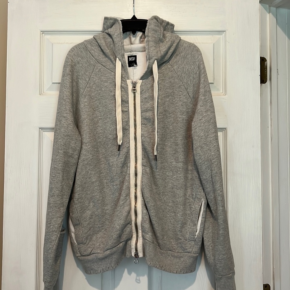 New without tags Mens NSF distressed zip up hoodie